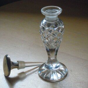 Vintage Antique Cut Crystal Sterling Silver Stopper Perfume Bottle Initial G